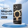 thumbnail image 1 of Cowithday Mag-Stand Designed for iPhone 12 Case with Camera Lens Protector, [All-in-1] [Compatible with MagSafe] Ring Kickstand Plated TPU Luxury Phone Case Cover for iPhone 12 6.1 inch, Black, 1 of 10