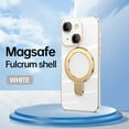 thumbnail image 1 of Cowithday Mag-Stand Designed for iPhone 14 Case with Camera Lens Protector, [All-in-1] [Compatible with MagSafe] Ring Kickstand Plated TPU Luxury Phone Case Cover for iPhone 14 6.1 inch, White, 1 of 10