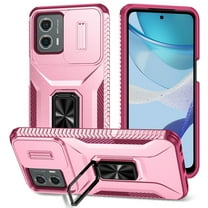 Cowithday for Motorola Moto G Stylus 5G (2023) Case with Slide Camera Cover, [Full Camera Protection] [Magnetic Rotated Kickstand] Military Grade Shockproof Heavy Duty Case Cover, Pink