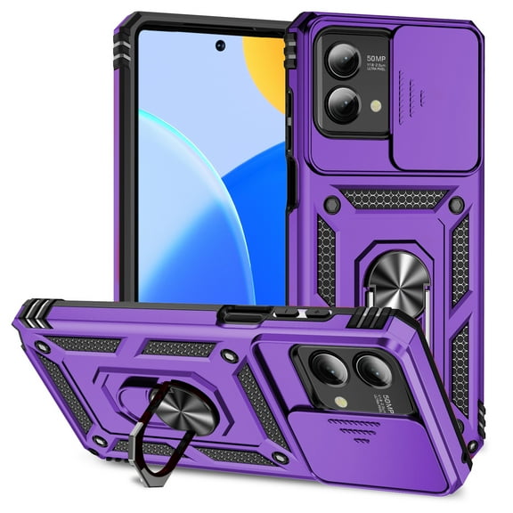 Cowithday for Motorola Moto G Stylus 5G 2023 Rugged Phone Case with Slide Camera Cover, Kickstand TPU Bumper Drop Proof Durable Military Grade Protective Case Cover for Moto G Stylus 5G 2023, Purple