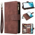 thumbnail image 1 of Cowithday Phone Case for Samsung Galaxy S21 FE 5G, Galaxy S21 FE Wallet Case with Zipper for Women and Men, Magnetic Buckle Flip Kickstand Closure Wrist Strap Zipper Card Holder Phone Cases, Coffee, 1 of 8
