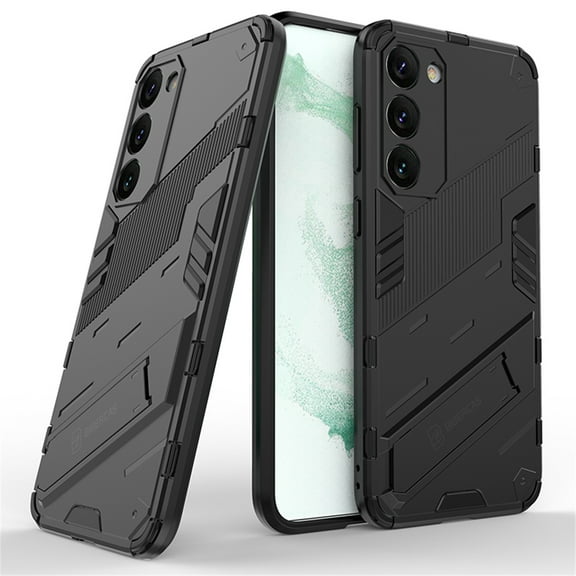 Cowithday for Samsung Galaxy A05s Phone Case, Kickstand Rugged Shockproof TPU Matte Textured All-Inclusive Lens Protective Shell Hard PC Back Cover Sturdy Case for Samsung A05s, Black