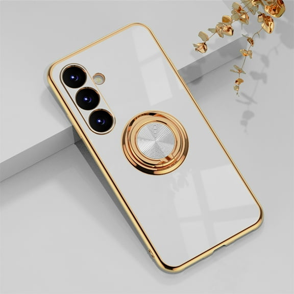 Cowithday for Samsung Galaxy A54 5G Phone Case with Ring Holder, Galaxy A54 Cover 5G, Kickstand Magnetic Plating Frame TPU Shockproof Anti-Scratch Girls Women Men Case Cover for Samsung A54 5G, White