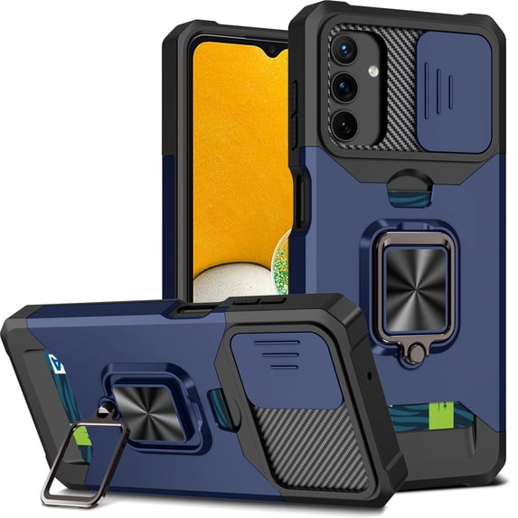 Cowithday for Samsung Galaxy Note20 Ultra 5G Case with Card Holder Ring Kickstand Slide Camera Cover Heavy Duty Protection Shockproof Rugged for Samsung Note20 Ultra Phone Cases Cover 2020, Navy