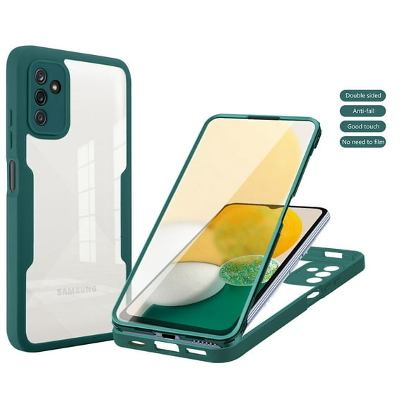 Cowithday for Samsung Galaxy S23 FE 5G Case with Built-in Screen Protector, Clear Shockproof Slim Full Body Protection Soft TPU Bumper Dual Layer Rugged Cover for Samsung S23 FE 6.4 Inch 2023, Green