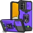 thumbnail image 1 of Cowithday for Samsung Galaxy S23 FE 5G Case with Card Holder Ring Kickstand Slide Camera Cover S23 FE 5g Case Heavy Duty Protection Shockproof Rugged Phone Cover for Samsung S23 FE 2023, Purple, 1 of 7
