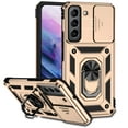 thumbnail image 1 of Cowithday for Samsung Galaxy S23 Plus 5G Rugged Phone Case with Slide Camera Cover, Kickstand TPU Bumper Drop Proof Durable Military Grade Protective Case Cover for Samsung S23+ 2023, Gold, 1 of 8