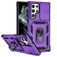 thumbnail image 1 of Cowithday for Samsung Galaxy S23 Ultra 5G Rugged Phone Case with Slide Camera Cover, Kickstand TPU Bumper Drop Proof Durable Military Grade Protective Cover for Samsung S23 Ultra 2023, Purple, 1 of 8