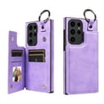 thumbnail image 1 of Cowithday for Samsung Galaxy S23 Ultra Case with Card Slots, PU Leather Protective Shockproof Case with Ring Buckle, Magnetic Clasp Kickstand Cover for Women Men for Galaxy S23 Ultra - Purple, 1 of 10