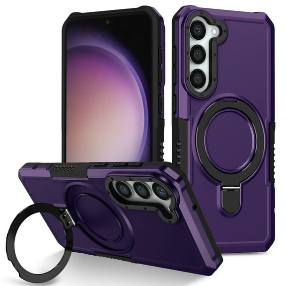 Cowithday for Samsung Galaxy S24 Plus 5G Case with Magnetic Ring Stand, [Ring Holder] [Military Drop Protection] [Non-Slip Grip] Shockproof Soft Edge Phone Case Cover for Samsung S24 Plus, Darkpurple