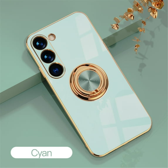 Cowithday for Samsung Galaxy S24 Plus 5G Phone Case with Ring Holder, S24+ Cover, Kickstand Magnetic Plating Frame TPU Shockproof Anti-Scratch Girls Women Men Cover for Samsung S24 Plus 5G, Mint