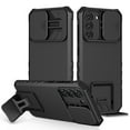 thumbnail image 1 of Cowithday for Samsung Galaxy S24 Plus 5G Phone Case with Slide Camera Cover, Kickstand Rugged Military Grade Shockproof TPU Rubber Anti-Scratch Hard PC Back Case Cover for Samsung S24+ 5G, Black, 1 of 11