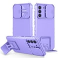 thumbnail image 1 of Cowithday for Samsung Galaxy S24 Plus 5G Phone Case with Slide Camera Cover, Kickstand Rugged Military Grade Shockproof TPU Rubber Anti-Scratch Hard PC Back Case Cover for Samsung S24+ 5G, Purple, 1 of 11