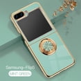 thumbnail image 1 of Cowithday for Samsung Galaxy Z Flip 5 5G Phone Case with Ring Holder, Flip 5 Cover, Kickstand Magnetic Plating Frame TPU Shockproof Anti-Scratch Girls Women Men Case Cover for Samsung Z Flip5 5G, Mint, 1 of 10