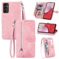 thumbnail image 1 of Cowithday for Samsung S23 FE 5G Wallet Case for Men Women, Galaxy S23 FE 5G Cover, Embossed PU Leather Magnet Buckle Card Slots Zipper Pocket Lanyard Wrist Strap Handbag All-inclusive Case, Pink, 1 of 6