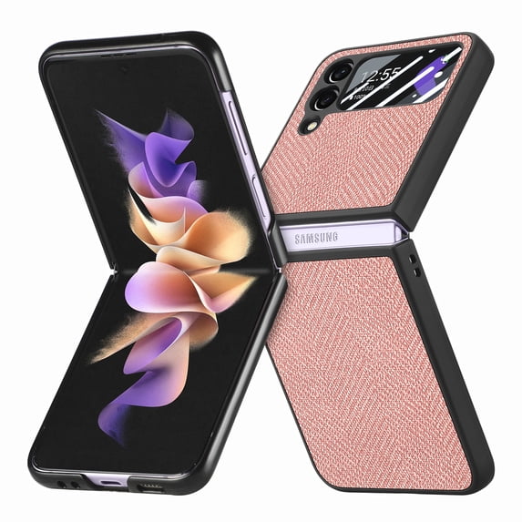 Cowithday for Samsung Z Flip 4 Cover, Full Body Case with Built-in Screen Protector Hard PC Ultra-Thin Anti-Scratch Shockproof Fliping Protective Phone Case for Samsung Galaxy Z Flip 4, Pink