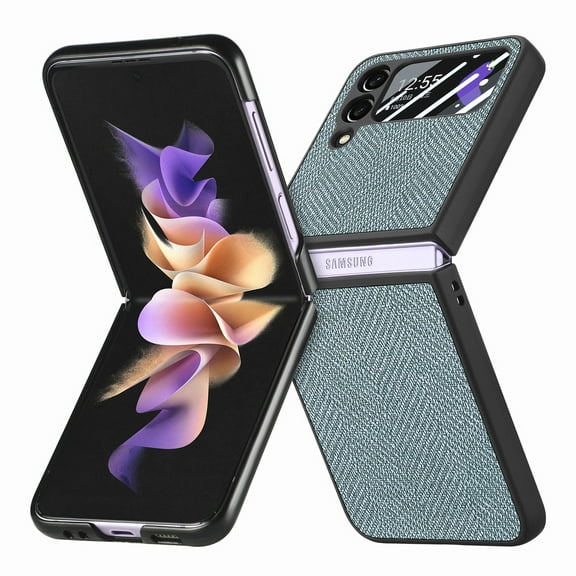 Cowithday for Samsung Z Flip 4 Cover, Full Body Case with Built-in Screen Protector Hard PC Ultra-Thin Anti-Scratch Shockproof Fliping Protective Phone Case for Samsung Galaxy Z Flip 4, Cyan