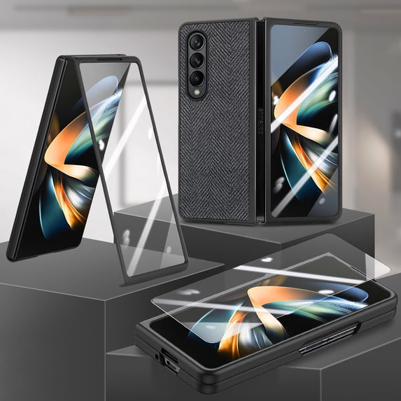 Cowithday for Samsung Z Fold 4 Cover, Full Body Case with Built-in Screen Protector Hard PC Ultra-Thin Anti-Scratch Shockproof Folding Protective Phone Case for Samsung Galaxy Z Fold 4, Black