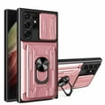 thumbnail image 1 of Cowithday Wallet Case for Samsung Galaxy S23 FE 5G with Camera Cover & Kickstand,Slide Lens Protection Card Holder Slot 360°Rotate Ring Hybrid Rugged Shockproof Cover for Samsung S23FE 5G, Rosegold, 1 of 10