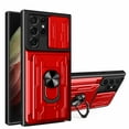 thumbnail image 1 of Cowithday Wallet Case for Samsung Galaxy S24 Plus 5G with Camera Cover & Kickstand,Slide Lens Protection Card Holder Slot 360°Rotate Ring Hybrid Rugged Bumper Case Cover for Samsung S24+ 5G, Red, 1 of 10