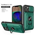 thumbnail image 1 of Cowithday Wallet Case for iPhone 14 with Camera Cover & Kickstand,Slide Lens Protection Card Holder Slot 360°Rotate Ring Hybrid Rugged Bumper Shockproof Cover for Apple iPhone 14 6.1", Green, 1 of 11