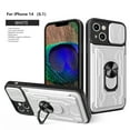 thumbnail image 1 of Cowithday Wallet Case for iPhone 14 with Camera Cover & Kickstand,Slide Lens Protection Card Holder Slot 360°Rotate Ring Hybrid Rugged Bumper Shockproof Cover for Apple iPhone 14 6.1", White, 1 of 11
