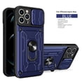 thumbnail image 1 of Cowithday Wallet Case for iPhone 14 Plus with Camera Cover & Kickstand,Slide Lens Protection Card Holder Slot 360°Rotate Ring Hybrid Rugged Bumper Shockproof Cover for Apple iPhone 14+ 6.7", Blue, 1 of 10