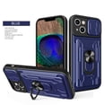thumbnail image 1 of Cowithday Wallet Case for iPhone 15 Plus with Camera Cover & Kickstand,Slide Lens Protection Card Holder Slot 360°Rotate Ring Hybrid Rugged Bumper Shockproof Cover for Apple iPhone 15+ 6.7", Blue, 1 of 14
