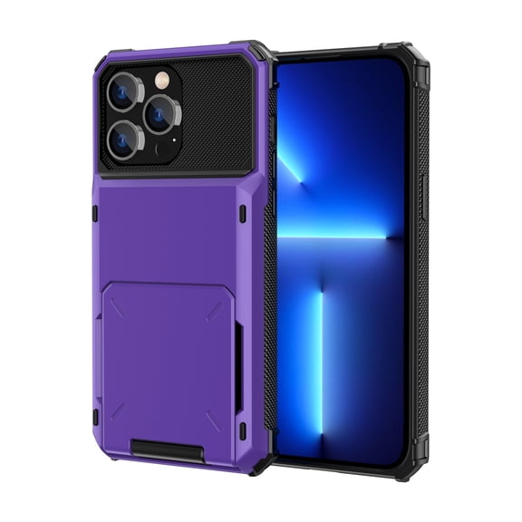 Cowithday Wallet Rugged Case for iPhone 13 Pro Max, iPhone 13 Pro Max Cover, Card Holder Slot Military Grade Shock Absorption Drop Proof Case for Apple iPhone 13 Pro Max 6.7 inch, Purple