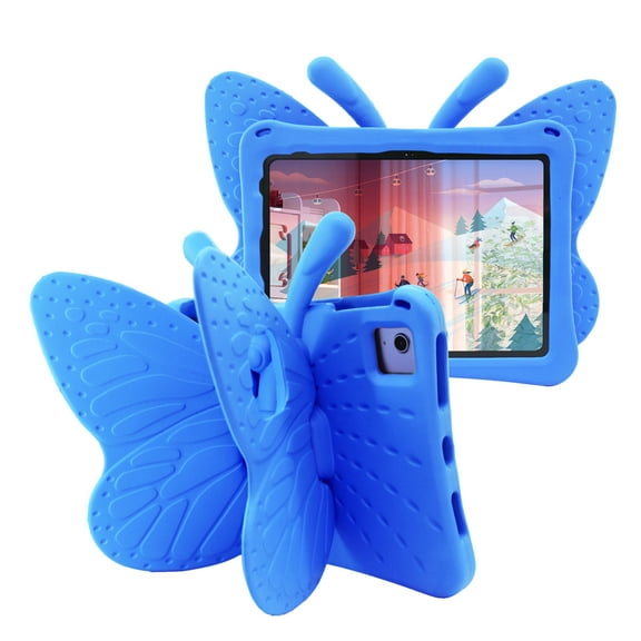 Cowithday for iPad Mini 5/Mini 4/Mini 3/Mini 2/Mini 1 Kids Girls Case with Kickstand Soft EVA Foam Lightweight Shockproof Handle Stand Cover for iPad Mini 5th/4th/3rd/2nd/1st Gen 7.9",Blue Butterfly