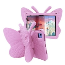 Cowithday for iPad Mini 5/Mini 4/Mini 3/Mini 2/Mini 1 Kids Girls Case with Kickstand Soft EVA Foam Lightweight Shockproof Handle Stand Cover for iPad Mini 5th/4th/3rd/2nd/1st Gen 7.9", Pink Butterfly