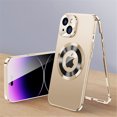 thumbnail image 1 of Cowithday iPhone 12 Case with Screen Protector & Camera Protection, Compatible Magsafe Anti-Scratch Metal Frame Plating PC Full Body Rugged Protective Phone Cover for Apple iPhone 12 6.1", Gold, 1 of 10