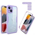 thumbnail image 1 of Cowithday for iPhone 14 Case with Built-in Screen Protector, Clear Shockproof Slim Full Body Protection Soft TPU Bumper Dual Layer Rugged Phone Case Cover for iPhone 14 5G 6.1 Inch 2022, Purple, 1 of 6