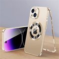 thumbnail image 1 of Cowithday iPhone 14 Case with Screen Protector & Camera Protection, Compatible Magsafe Anti-Scratch Metal Frame Plating PC Full Body Rugged Protective Phone Cover for Apple iPhone 14 6.1", Gold, 1 of 7