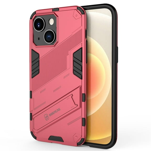 Cowithday for iPhone 14 Plus Case, Kickstand Rugged Defender Shockproof TPU Matte Textured All-Inclusive Lens Protective Shell Hard PC Back Cover Sturdy Phone Case for 14 Plus 5G 6.7 inch, Rose
