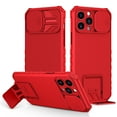 thumbnail image 1 of Cowithday for iPhone 14 Pro Case with Slide Camera Cover, Kickstand Rugged Military Grade Shockproof TPU Rubber Silicone Anti-Scratch Hard PC Back Phone Cover for Apple iPhone 14 Pro 5G 6.1 inch, Red, 1 of 9