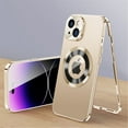 thumbnail image 1 of Cowithday iPhone 15 Plus Case with Screen Protector & Camera Protection, Compatible Magsafe Anti-Scratch Metal Frame Plating PC Full Body Rugged Phone Cover for Apple iPhone 15 Plus 6.7", Gold, 1 of 10