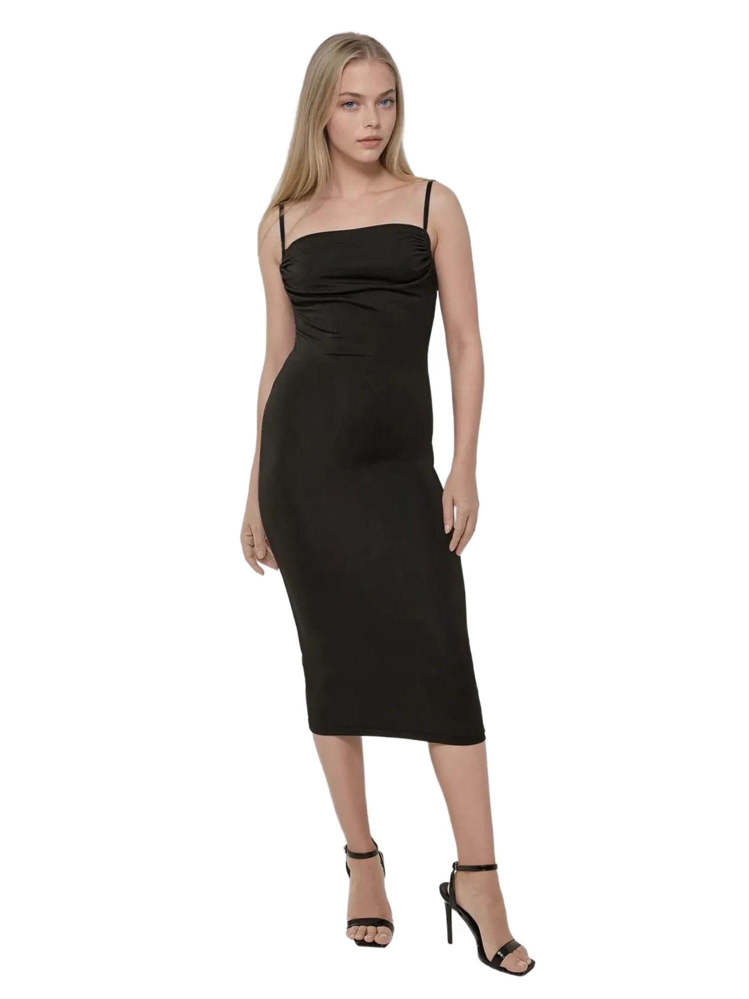 DEMI SOLID COWLNECK MIDI DRESS
