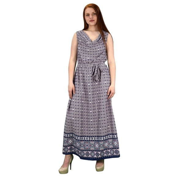 Cowl Neck Sleeveless Bow Belt Summer Maxi Dress Party Dress