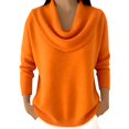 thumbnail image 1 of Cowl Neck Sweater for Women, Yigetop Women's Elegant Casual Sweater Knit Winter Clothes Stylish Long Sleeve Cowl Collar Sweater Pullover Womens Fall Sweaters 2025, orange 3XL, 1 of 5