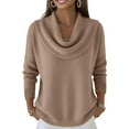 thumbnail image 1 of Cozy Sweaters for Women Knitted Casual Loose Pullover Fashion Cowl Neck Long Sleeve Fall Winter Clothes Trendy Tops Khaki L, 1 of 5