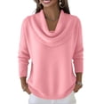 thumbnail image 1 of Cowl Neck Sweaters for Women 2026 Fall Winter Lightweight Long Sleeve Sweater Casual Loose Basic Knit Pullover Tops, 1 of 8