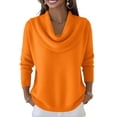 thumbnail image 1 of Cowl Neck Sweaters for Women 2026 Fall Winter Lightweight Long Sleeve Sweater Casual Loose Basic Knit Pullover Tops, 1 of 8