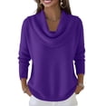 thumbnail image 1 of Cowl Neck Sweaters for Women 2026 Fall Winter Lightweight Long Sleeve Sweater Casual Loose Basic Knit Pullover Tops, 1 of 8