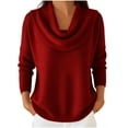 thumbnail image 1 of Cowl Neck Sweaters for Women Cozy Fall Winter Loose Versatile Long Sleeve Ladies Pullover Sweater Tops, 1 of 7