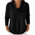 thumbnail image 1 of Cowl Neck Sweaters for Women Cozy Fall Winter Loose Versatile Long Sleeve Ladies Pullover Sweater Tops, 1 of 7