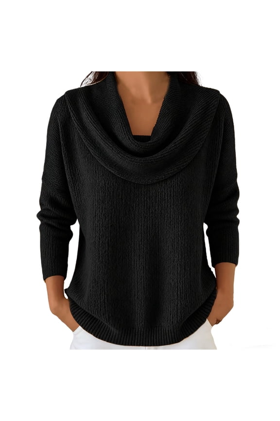 Cowl Neck Sweaters for Women Cozy Fall Winter Loose Versatile Long Sleeve Ladies Pullover Sweater Tops