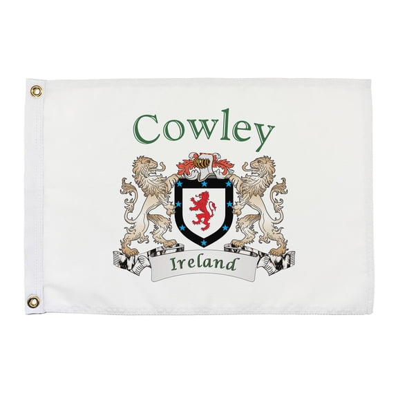 Cowley Irish Coat of Arms Small White Flag - 16"x10.5" inches