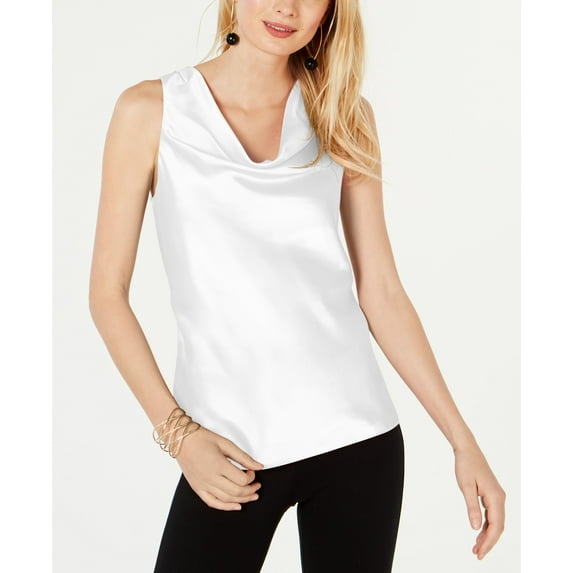Cowlneck Satin Top White S