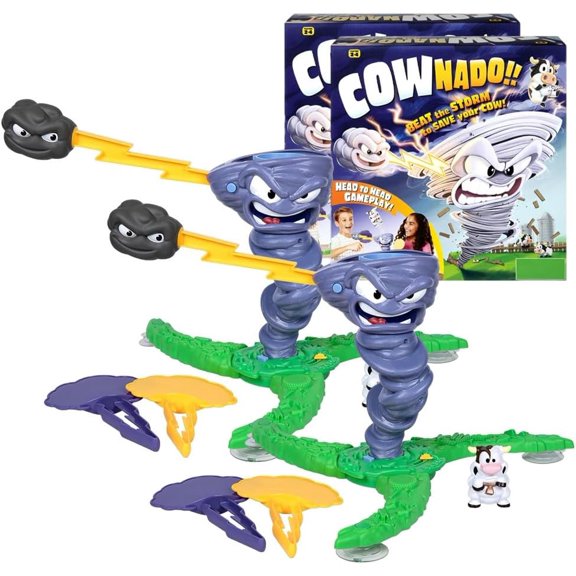 Cownado Game, Moosetoys Games Fun & Fast Moooving Tetherball-Style Table Game for Family Party Night, Slam The Storm Cloud & Send The Tornado Spinning for a Cow-Popping Finale Board Games(2PCS)